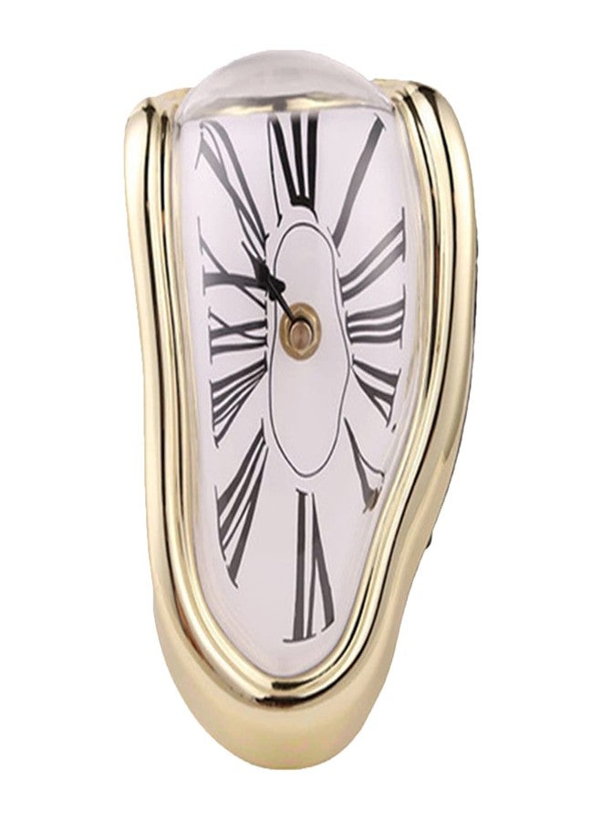 Carkio Creative Melting Clock,Carkio Wall Clock Decorative Salvador Dali Watch Melted Clock for Home Office Shelf Desk Table Decoration,Funny Creative Gift (Gold) - Image 1
